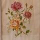 Old painting, gouache on paper, floral composition with roses, framed, under glass