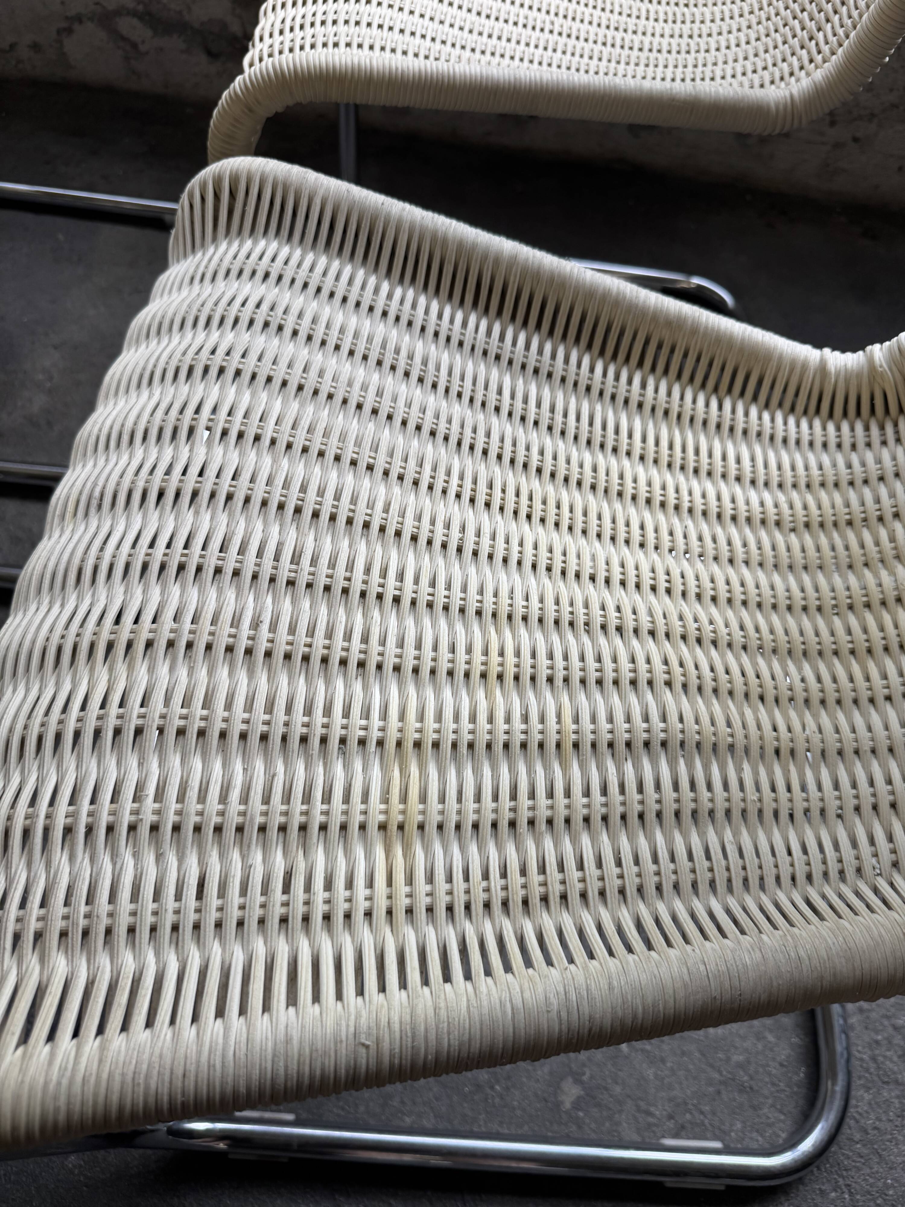 Set of 6 Tecta WK 724 Cantilever Chairs in Metal and Cream Wicker – 1980s