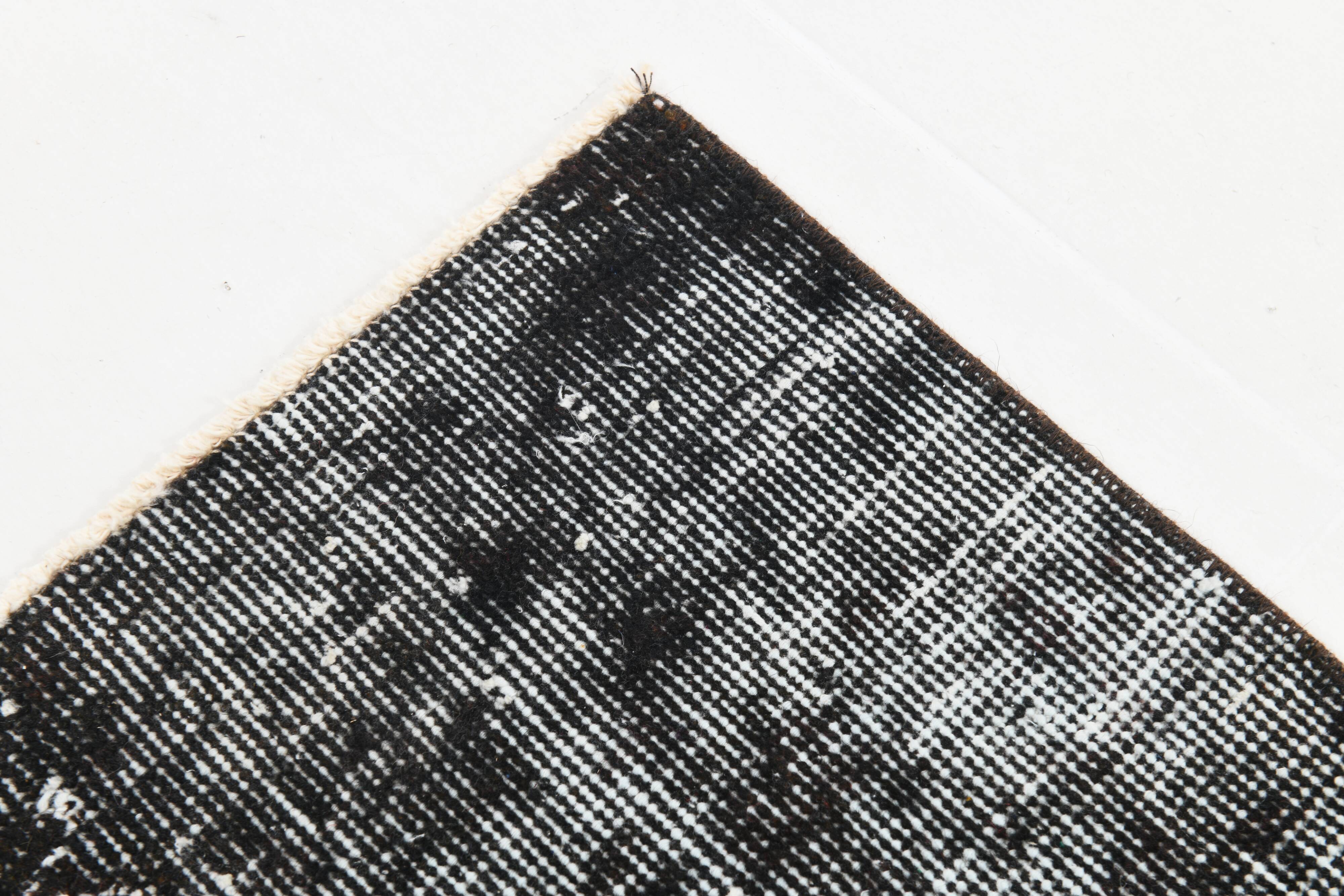 Black gray tones anatolian handmade vintage rug 260x158cm