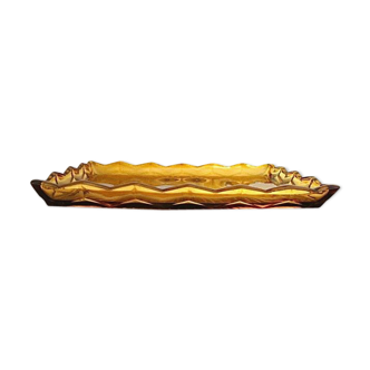 Amber yellow moulded glass tray