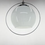 Mid-century milk glass & chrome pendant light