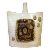 Ceramic soliflore vase with face decoration