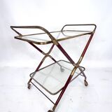 Mid-century brass and wood bar cart, Italy 1950s