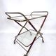 Mid-century brass and wood bar cart, Italy 1950s