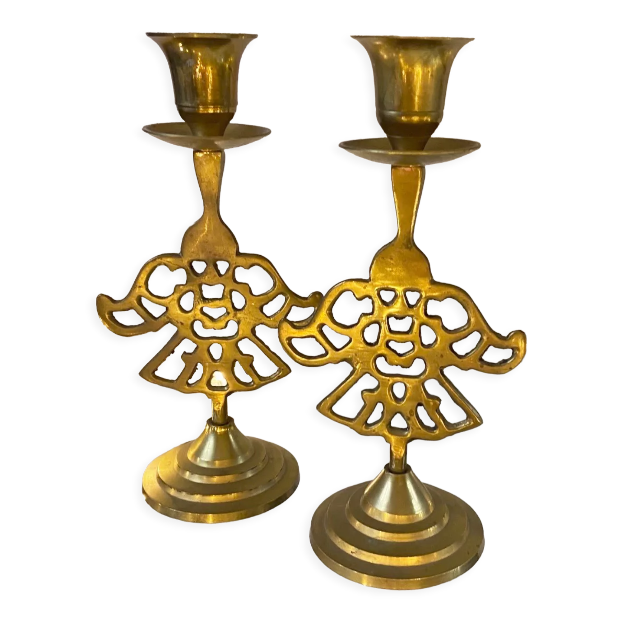 Lot 2 golden candle holders
