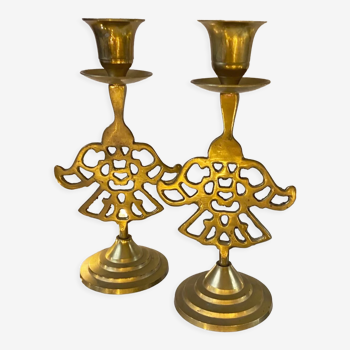 Lot 2 golden candle holders
