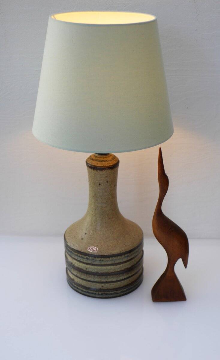 Vintage Danish stoneware pottery table lamp from Axella, 1970s