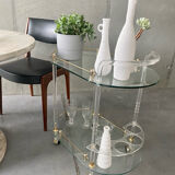 Table roulante plexiglass et verre