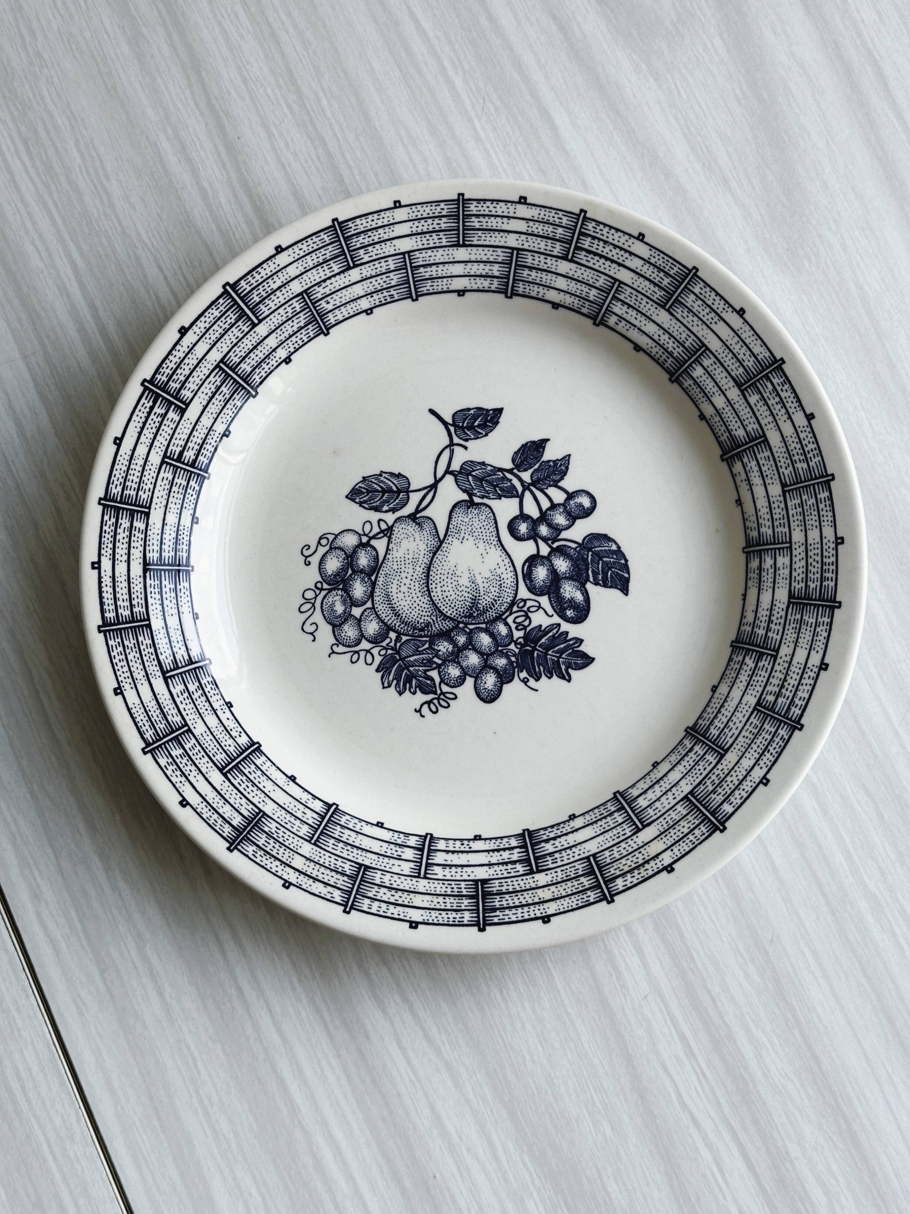 Vintage porcelain plate with fruit pattern