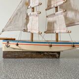 Brick Schooner Giraud Sauveur, wooden dock sailboat, metal keel