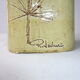 Ceramic square vase decorated with herbarium by Raymonde Leduc