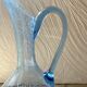 Pichet en verre soufflé bleu 30 cm