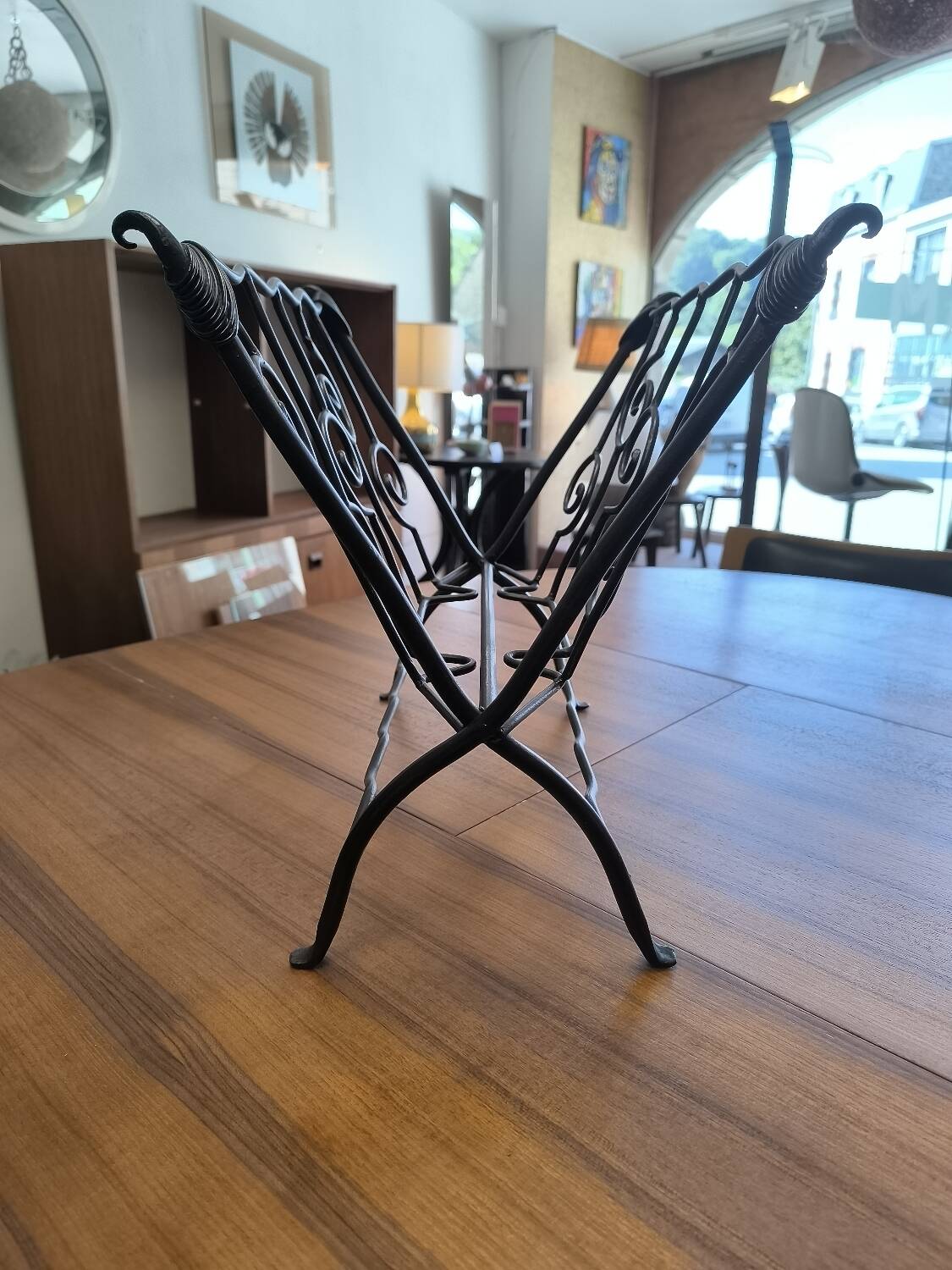 Art Deco wrought iron magazine rack circa 1940