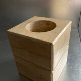 Pair of vintage travertine cube candlesticks from the 70s