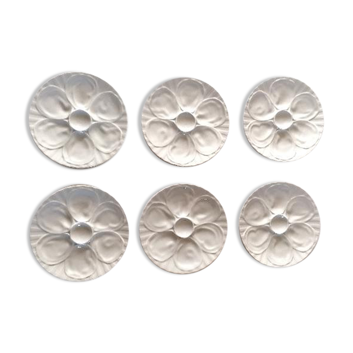 6 oyster plates in pillivuyt white porcelain