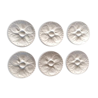 6 oyster plates in pillivuyt white porcelain