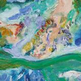 Anders Fogelin, Scandinavian Modern Landscape, 1970s, huile sur toile, encadré