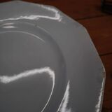 6 flat octagonal earthenware plates Moulin des loups pale blue color