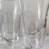 6 engraved antique champagne flutes