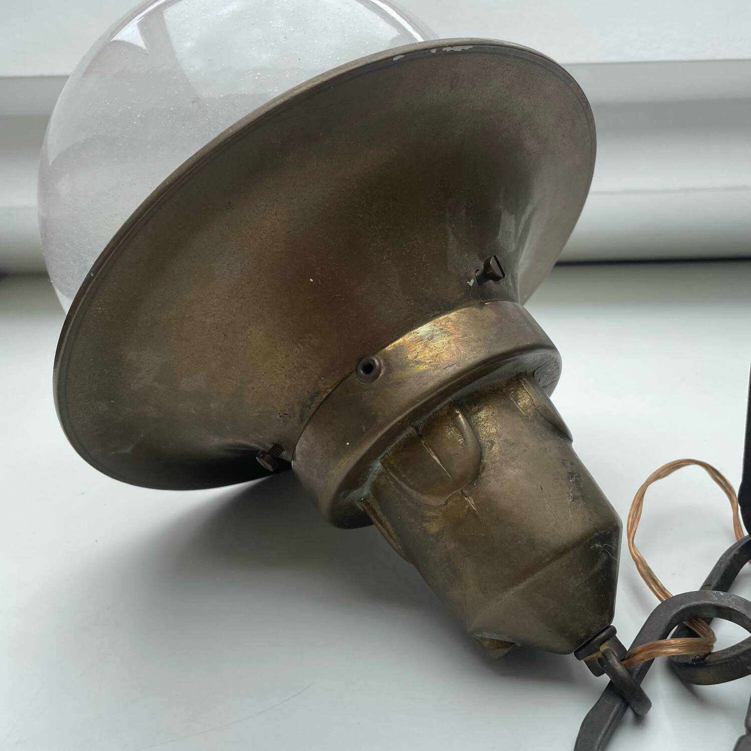 Vintage heavy brass hanging lamp