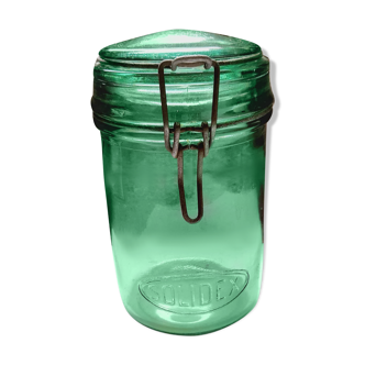 Solidl jar in vintage bluish green glass