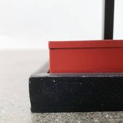 Minimalist perforated steel umbrella stand, 1960s