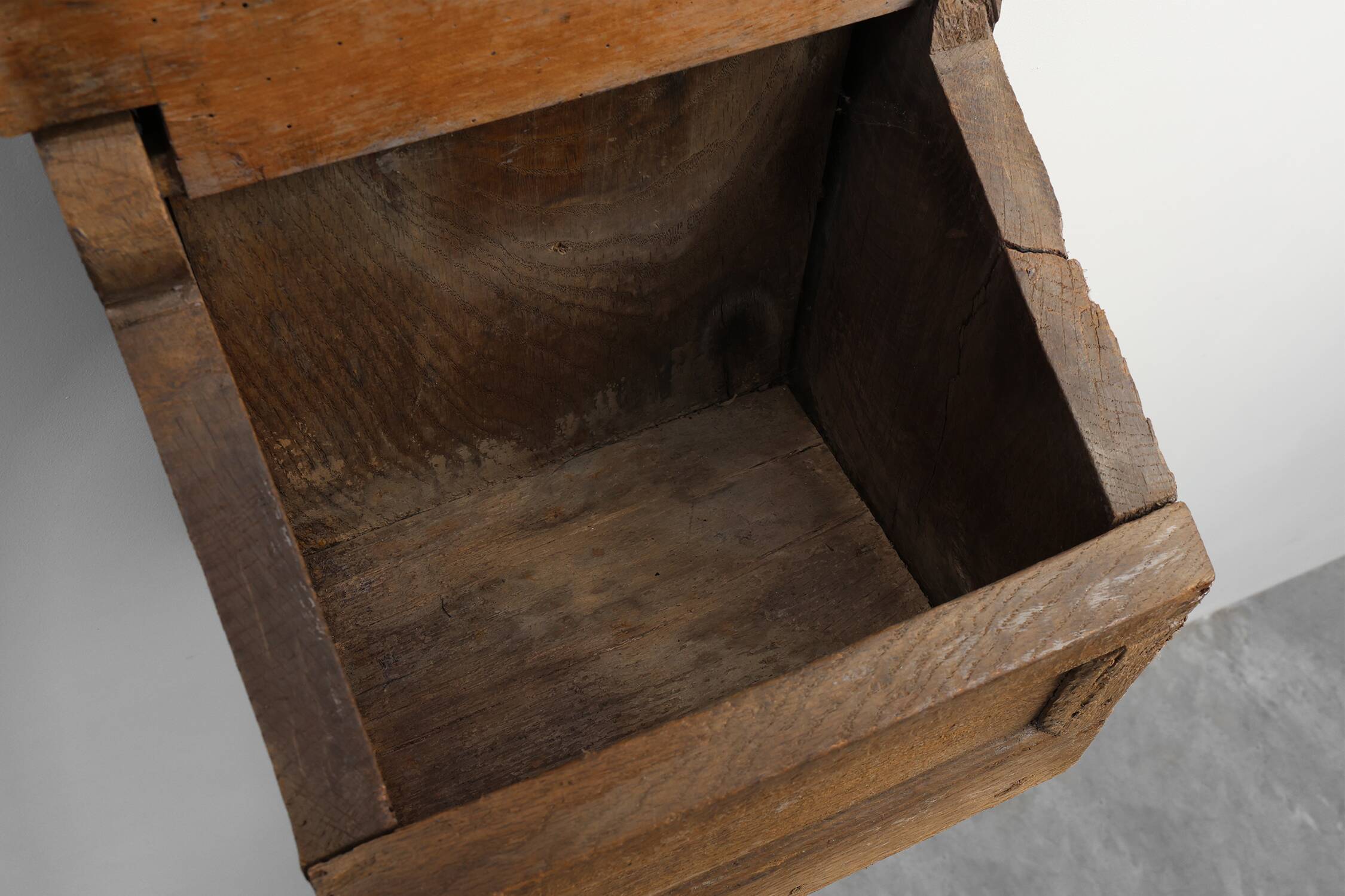 Antique French Oak Wall Salt Box, ca. 1850