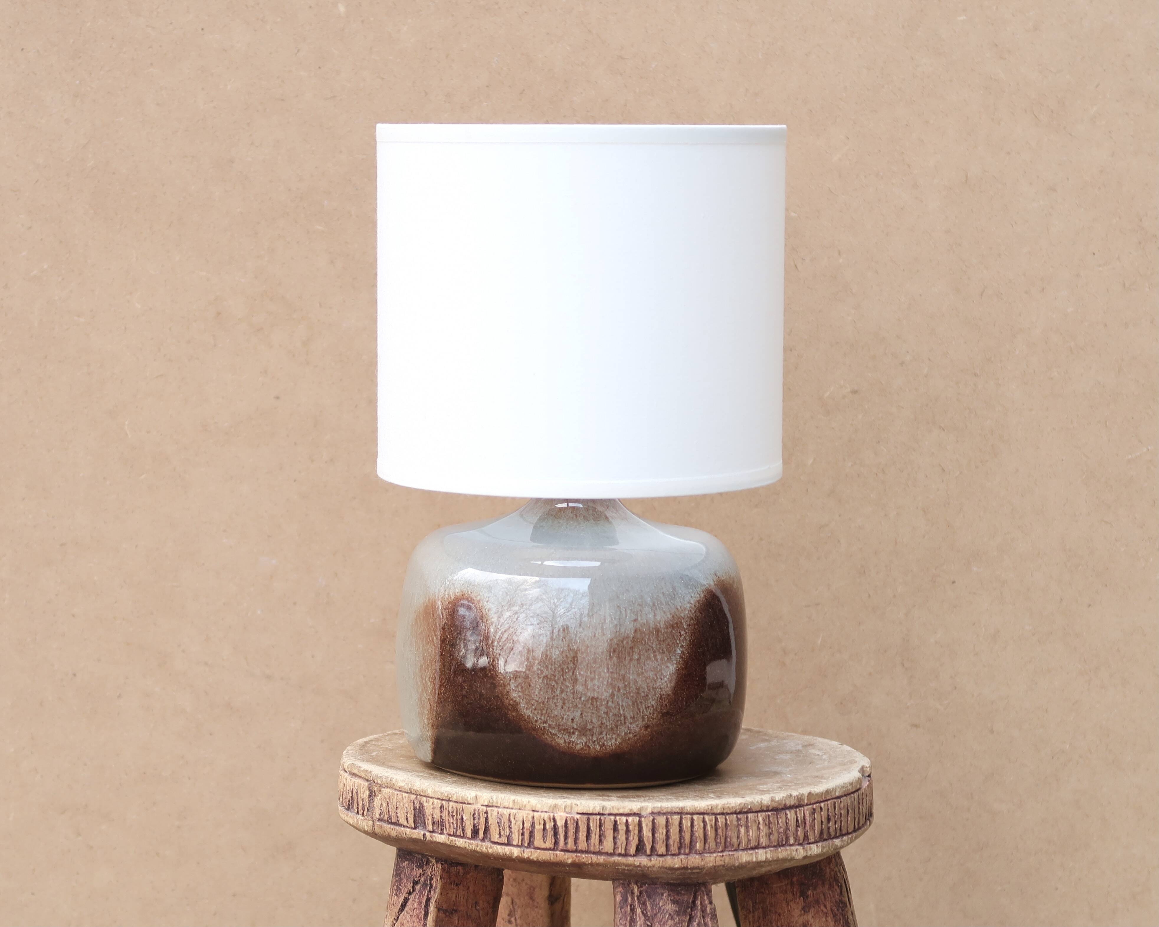 Brown and blue-grey ceramic lamp, 1960s