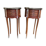 Pair of Louis XV marquetry bedside tables
