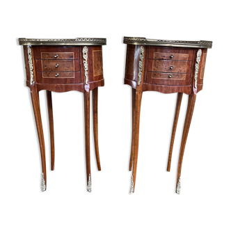 Pair of Louis XV marquetry bedside tables