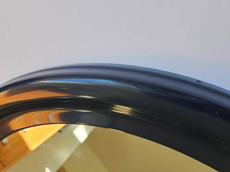 Rare dark blue round wall mirror from the mid-century SYLA, France, 1970