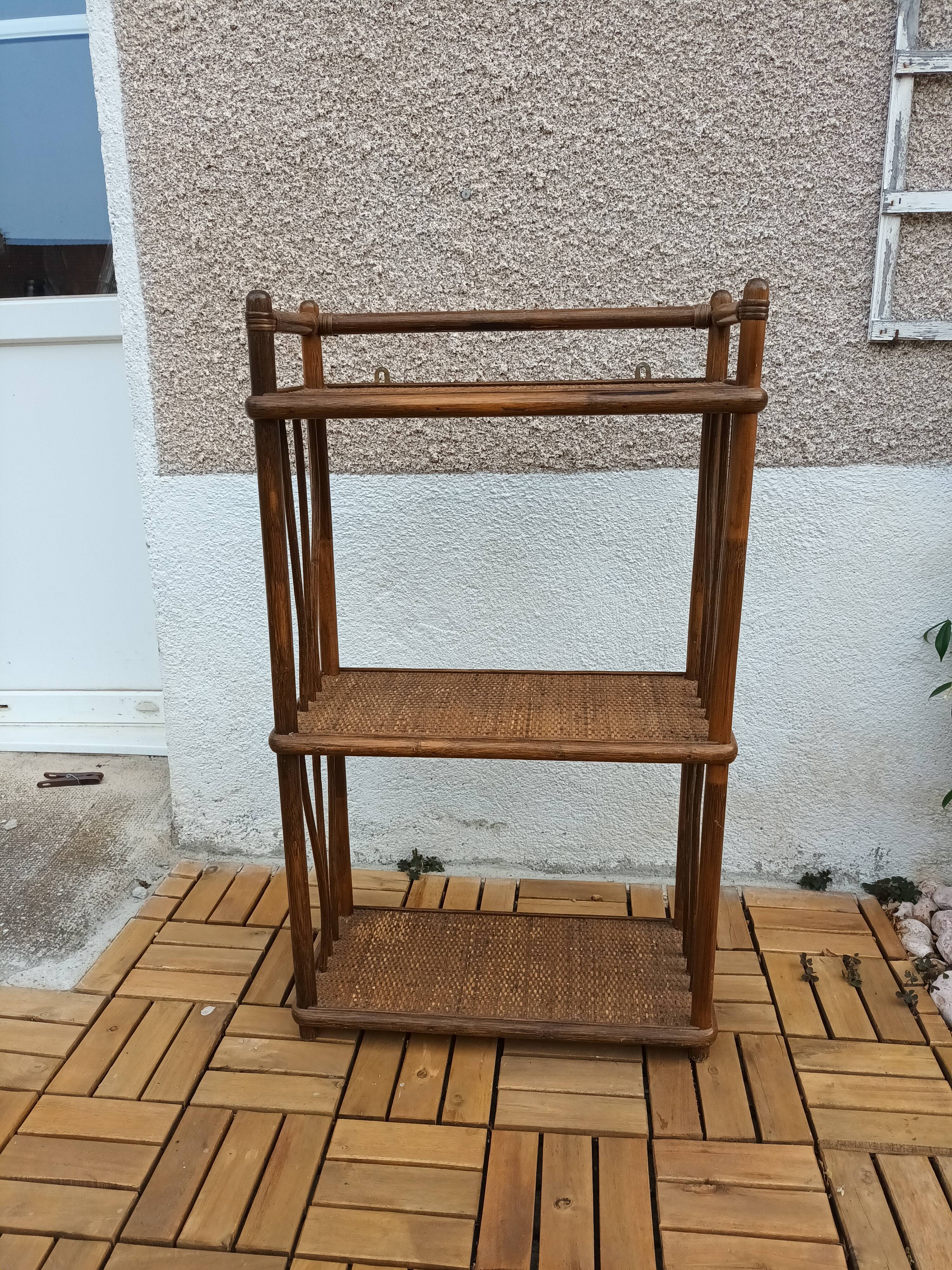 Vintage rattan shelf and canning