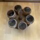 Rotating Display Stand 6 Egg Cups Olive Wood & Teak 1960s Vintage