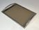 Chrome-plated faux-bamboo tray with a smoked glass top.