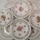 Set of 9 OPENWORK porcelain DESSERT PLATES hand painted in the style of SAXE