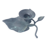 Patinated Bronze Candlestick Flower Shaped