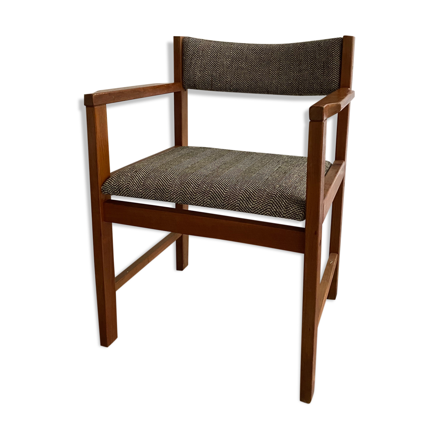 Fauteuil scandinave vintage teck et tweed