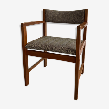 Scandinavian vintage teak and tweed armchair