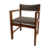 Fauteuil scandinave vintage teck et tweed