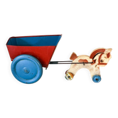 Horse cart and tin cart, old pull toy