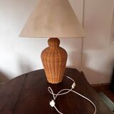 Vintage woven wicker lamp