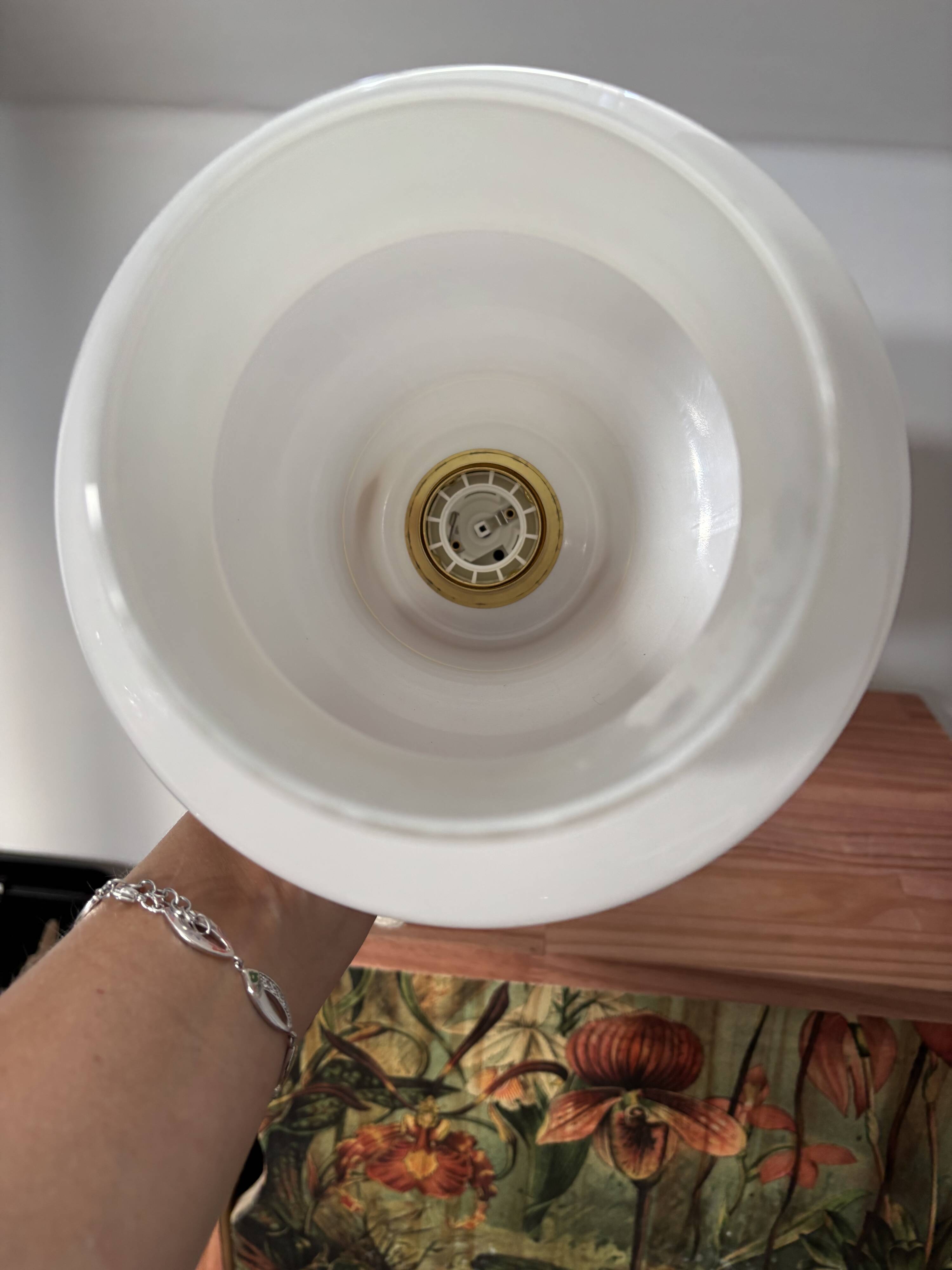 Vintage floral opaline pendant light