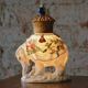Asian Table Lamp in Brass and Porcelain, India, 1970s