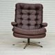 Vintage danish swivel leather armchair 1970s