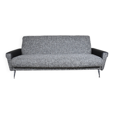 Canapé 3 places en tissu gris, Allemagne 1960