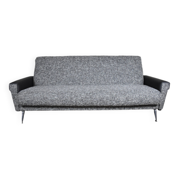 Canapé 3 places en tissu gris, Allemagne 1960