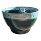 Green cache pot with a foam trim.