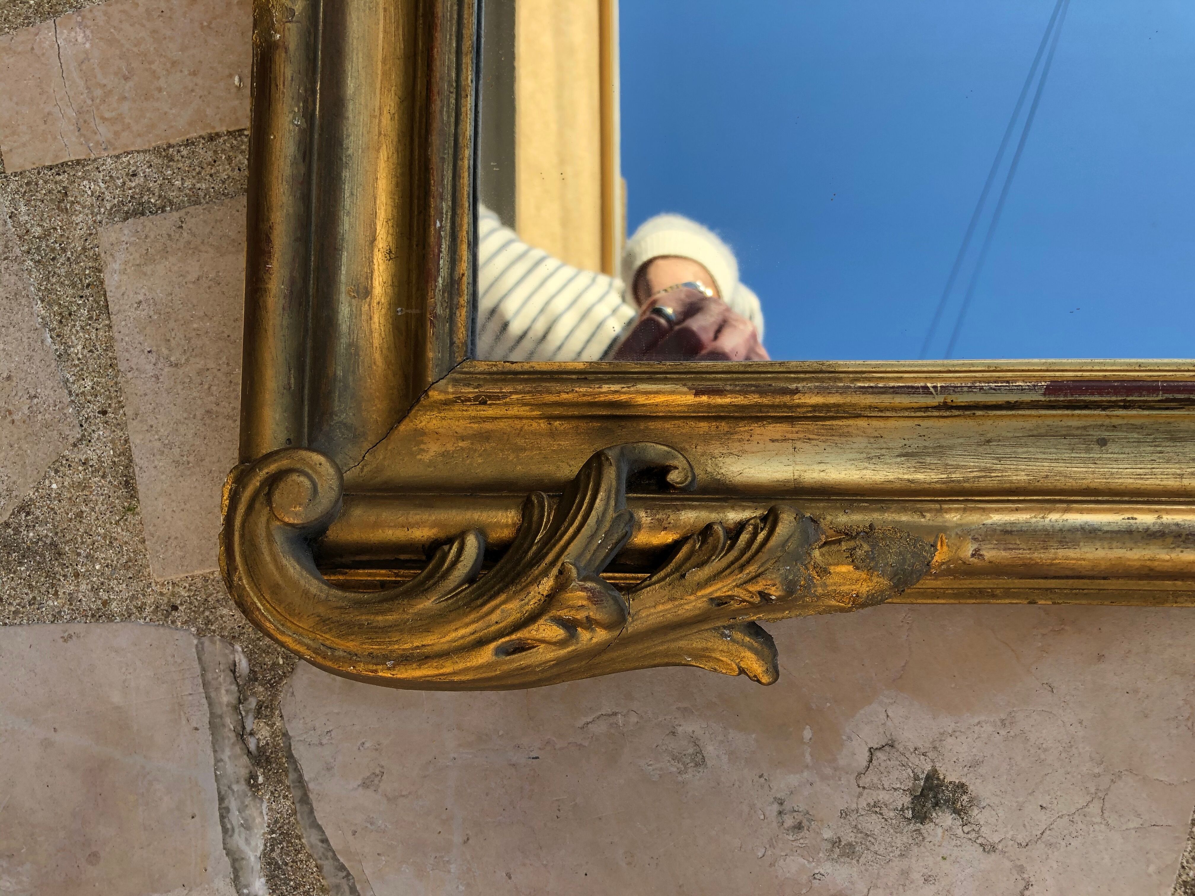 Old mirror in gilded wood 125x79cm