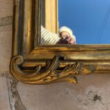 Old mirror in gilded wood 125x79cm