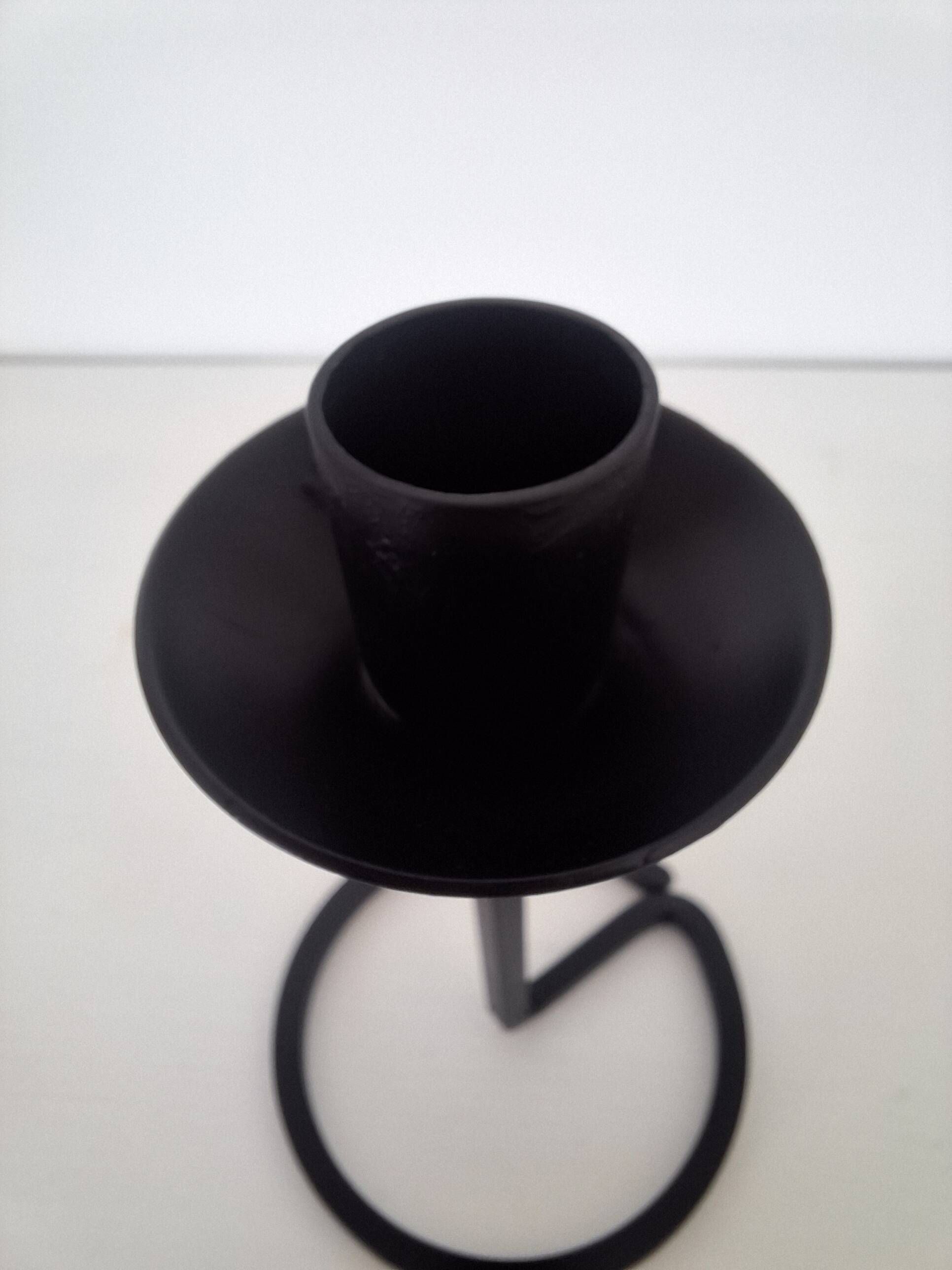 Black wrought iron candlestick